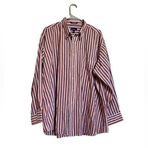 Paul Fredrick Casual button down Orange Blue Shirt XXL $125 - Picture 1 of 5